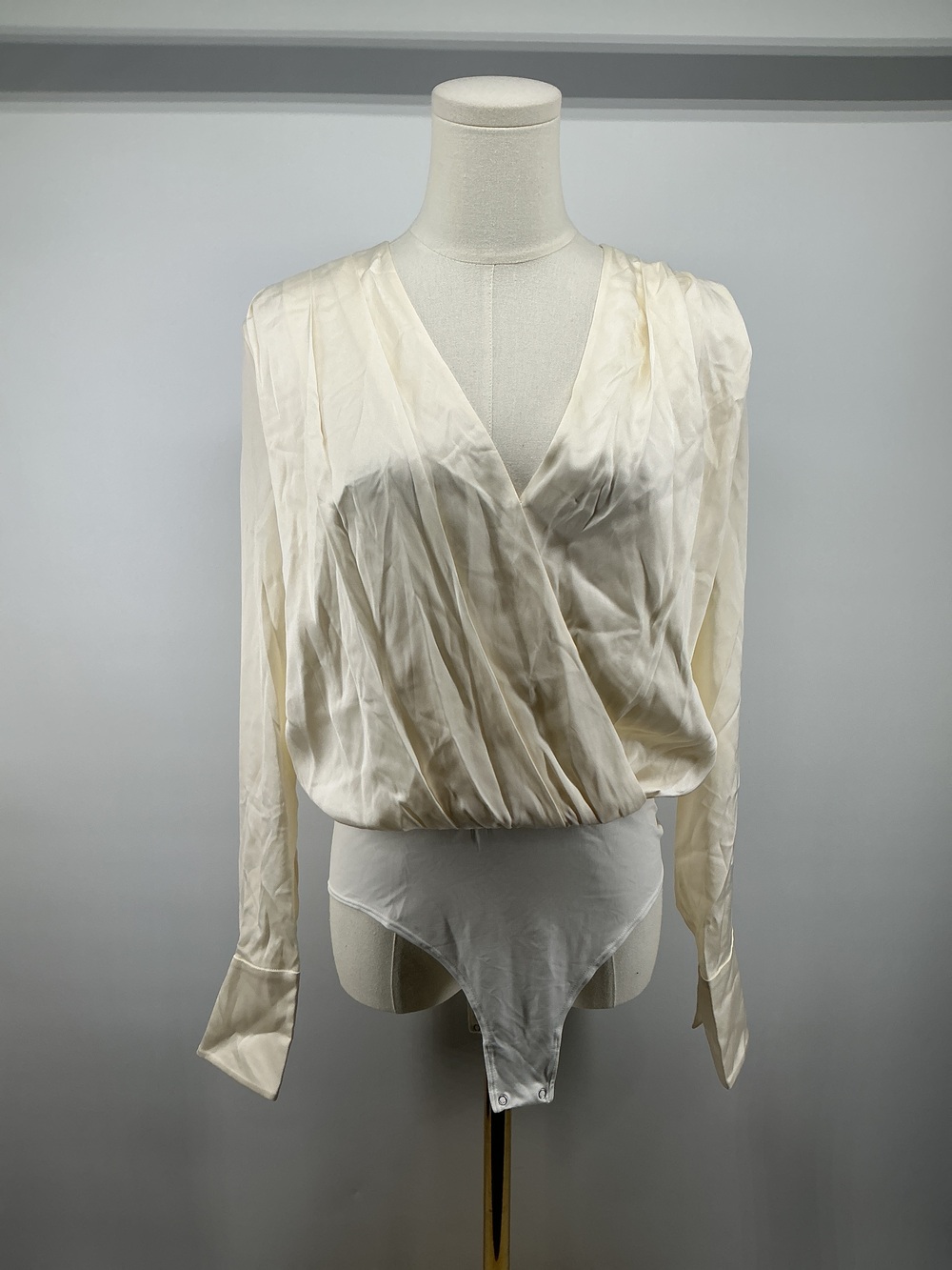 Washable Stretch Silk Surplice Bodysuit